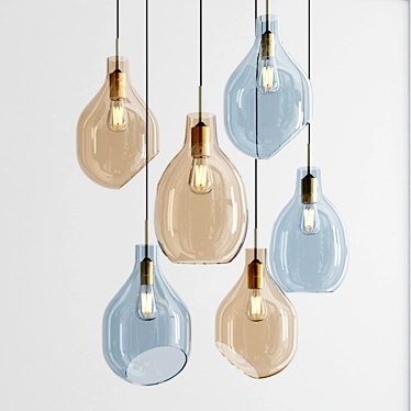 Lovisa: Stylish Glass and Metal Pendant Lamp 3D model image 1 