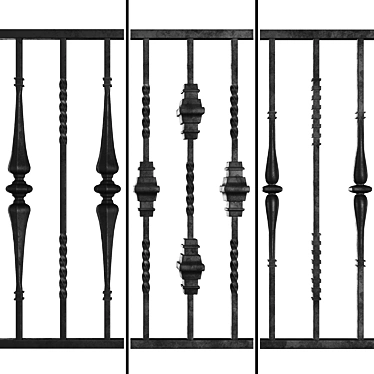 Elegant Wrought Iron Fence Bundle 3D model image 1 