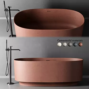 Inbani Arc: Freestanding Solid Cement Bathtub 3D model image 1 