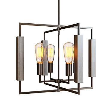 Sleek Steel Zinger Chandelier 3D model image 1 