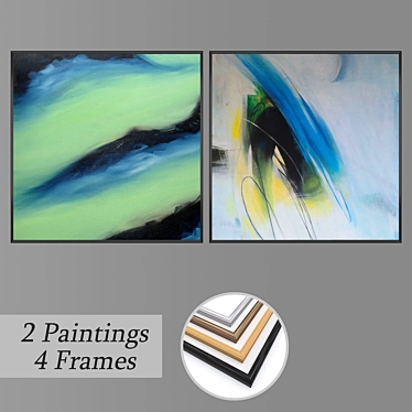 Elegant Wall Art Set with Frame Options 3D model image 1 