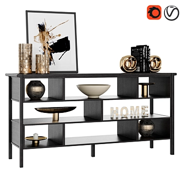 Contempo Low Shelving with Stylish Accessories 3D model image 1 