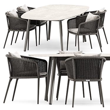 Elegant Knot Armchair & Ellisse Table 3D model image 1 