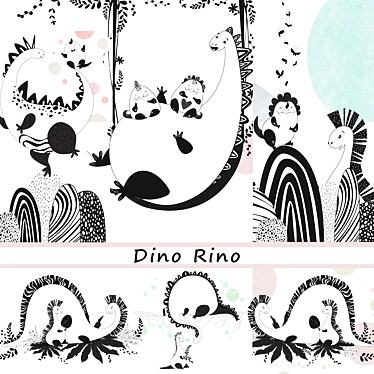 Dino Rino Designer Wallpaper Pack 3D model image 1 