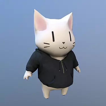 Kawaii Cat Polygon Mesh 3D model image 1 