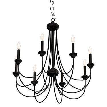 Elegant Colonial Black Chandelier 3D model image 1 