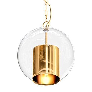 Vintage Brass Pendant Light 3D model image 1 