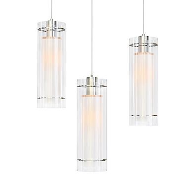 Modern Double Cylinder Glass Pendant 3D model image 1 