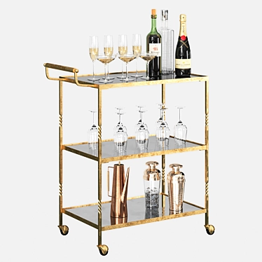 Luxury Safavieh Aurelius Bar Cart 3D model image 1 