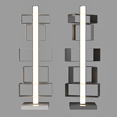 Modern Twist: Swivel Bookcase with Built-in Lights 3D model image 1 