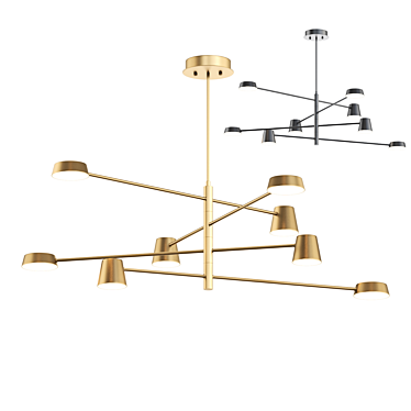 Elegant Asymmetric LED Chandelier 3D model image 1 