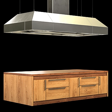 Industrial Extractor Table - Height 590mm x Length 3300mm x Width 1600mm 3D model image 1 