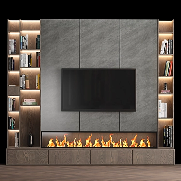 Versatile TV Wall Unit with High-Quality Textures 3D model image 1 