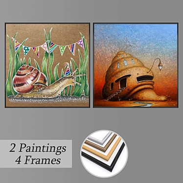 Versatile Set of 2 Wall Paintings 3D model image 1 