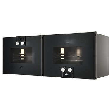 Title: Gaggenau Anthracite Combi-Microwave Oven Set 3D model image 1 