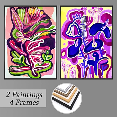 Decorative Wall Art Set with Frame Options 3D model image 1 