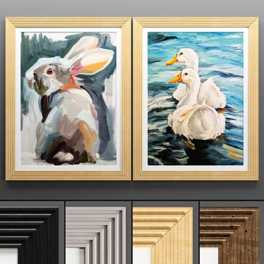 Elegant Art Frame with 4 Textures 3D model image 1 