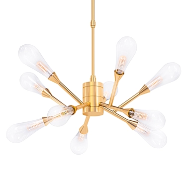 Elegant Golden LED Chandelier 3D model image 1 