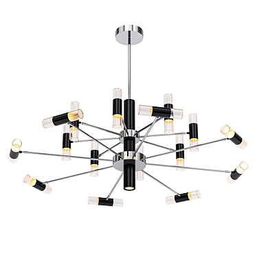 Elegant Black and Gold Ceiling Chandelier 3D model image 1 