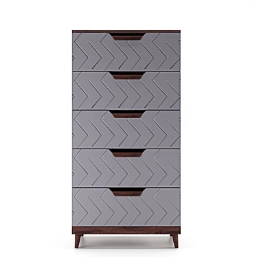 5-Drawer Scandi Gray Chest 3D model image 1 