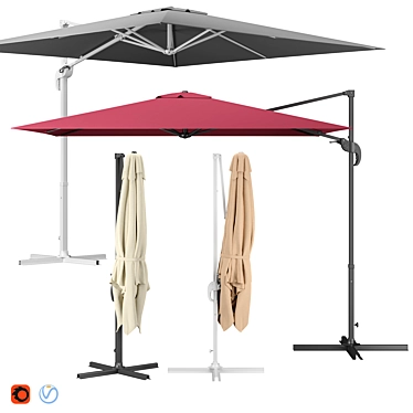 Stylish Cantilever Parasol - 2K Textures 3D model image 1 