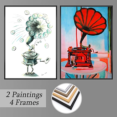 Elegant Wall Art Set with Frame Options 3D model image 1 