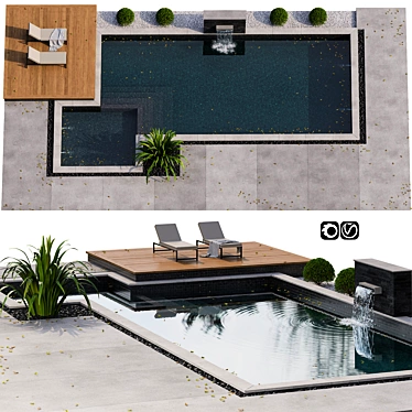 Modern Pool Design, V-Ray/Corona Compatible 3D model image 1 