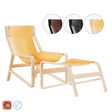 Modern Toro Lounge Chair & Ottoman Set 3D model image 1 