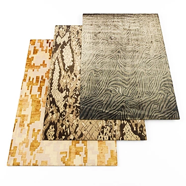 High-Res Rug Collection - 5 Textured Pieces 3D model image 1 