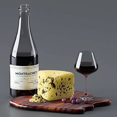 Gourmet Delight: Cheese & Wine 3D model image 1 