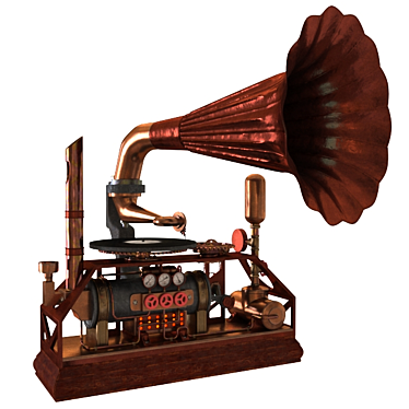 Vintage Steampunk Gramophone 3D model image 1 