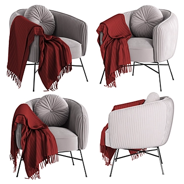 Luxurious Scarlett Velvet Barrel Accent Chair 3D model image 1 