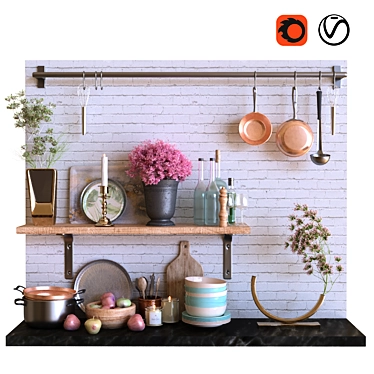 Versatile Kitchen Set: 3D Model with Multiple Renderers 3D model image 1 