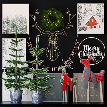 Festive Christmas Tree Set 3D model image 1 