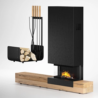 Creameng Shiloh Fireplace: Elegant and Spacious 3D model image 1 