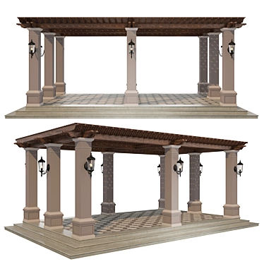 Elegant Pergola with High-Quality Textures 3D model image 1 