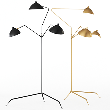 Serge Mouille L3B Adjustable Floor Lamp 3D model image 1 