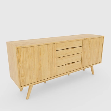 Scandinavian Oak Sideboard 3D model image 1 