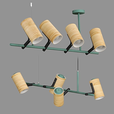 Wooden Barrel Pendant Light 3D model image 1 