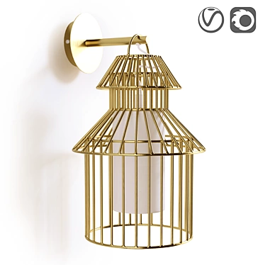 Golden Birdcage Wall Lamp 3D model image 1 