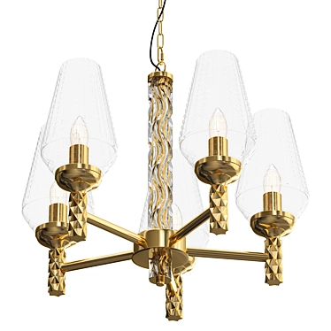 Sleek Ribbed Chandelier 3D model image 1 