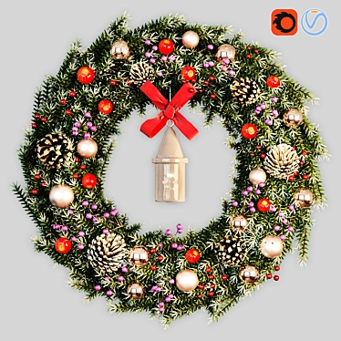 Festive Holiday Wreath 3D model image 1 