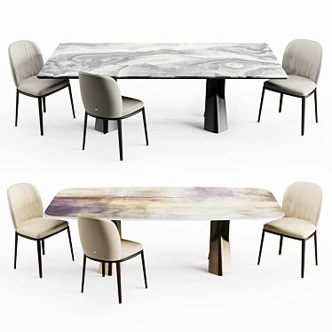 Modern Italian Cattelan Table & Chair 3D model image 1 