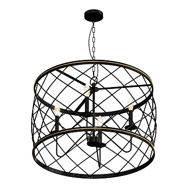 Edmondson 4-Light Drum Pendant - Elegant Illumination for Your Space 3D model image 1 