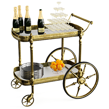 Elegant Champagne Bar Cart 3D model image 1 