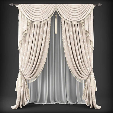 Elegant Window Drapes 3D model image 1 