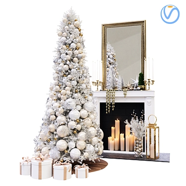 Christmas Decor Set with Tree 3D model image 1 