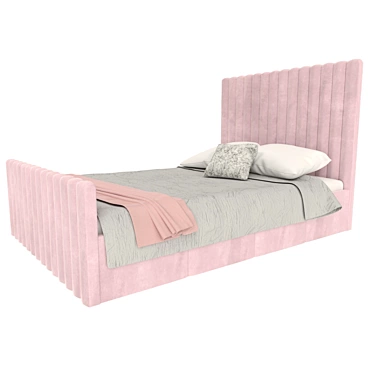 Baby Pink Velvet Khloe Ottoman Bed 3D model image 1 