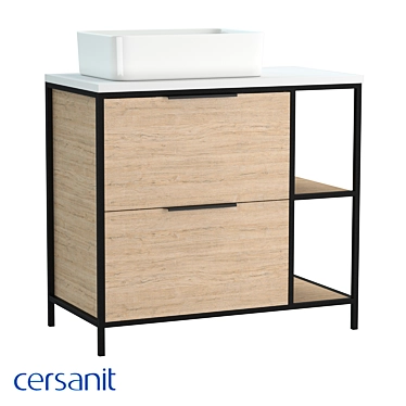 BOSQUET 80 Cabinet for CREA 50: Stylish Oak Sink Storage 3D model image 1 