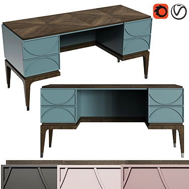 Elegant Majorelle Writing Desk 3D model image 1 